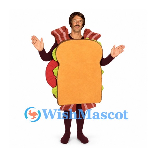 Sandwich Mascot Costume with Layered Filling and Brown Bread