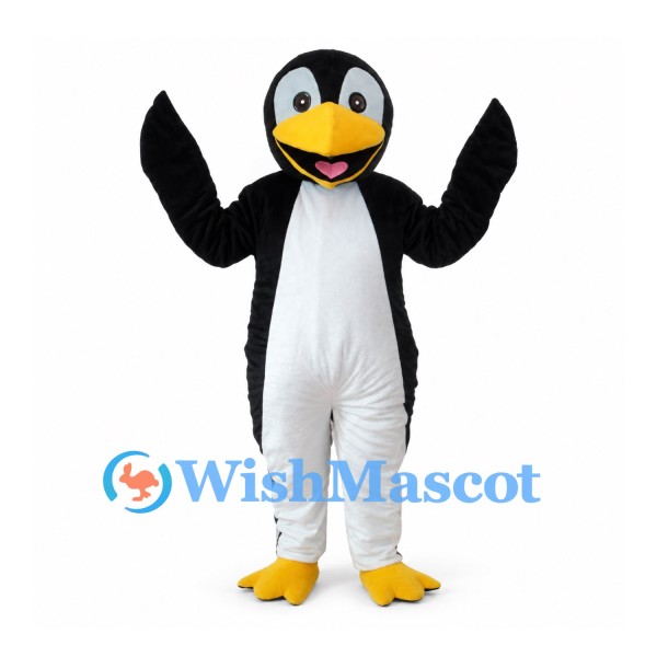 Penguin Mascot Costume in Black and White with Yellow Bill