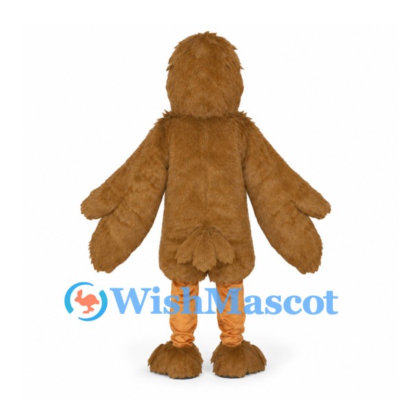 Brown Bird Mascot Costume with Yellow Beak and Wide Wings