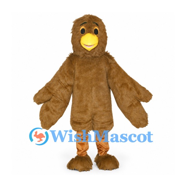Brown Bird Mascot Costume with Yellow Beak and Wide Wings
