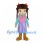 Girl Mascot Costume with Brown Braids and Purple Skirt