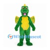 Dragon Mascot Costume in Green with Yellow Belly and Wings