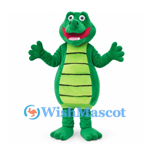Crocodile Mascot Costume in Green with Segmented Belly