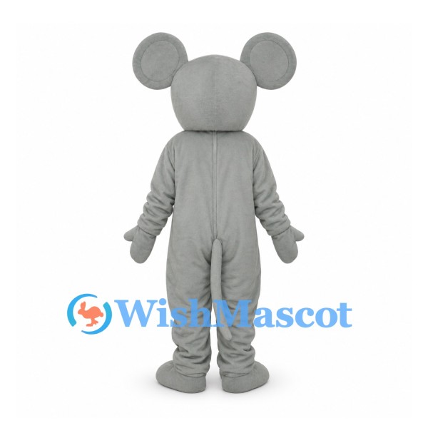 Mouse Mascot Costume in Gray with White Belly and Pink Ears