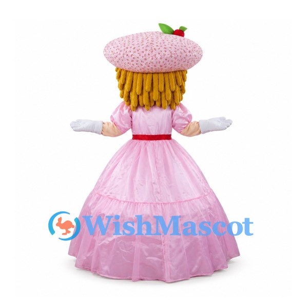 Girl Mascot Costume with Pink Gown and Wide Brim Hat