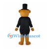 Bear Mascot Costume with Black Top Hat and Tailcoat