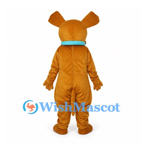 Dog Mascot Costume in Brown with Blue Collar