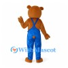 Bear Mascot Costume with Blue Overalls