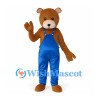 Bear Mascot Costume with Blue Overalls