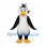 Penguin Mascot Costume with Black Head Tuft and Yellow Bill