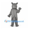 Wolf Mascot Costume in Gray with Open Mouth