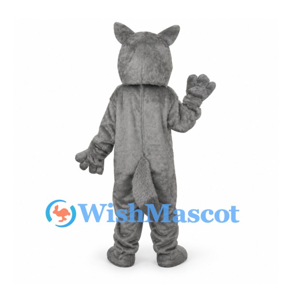 Wolf Mascot Costume in Gray with Open Mouth
