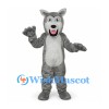 Wolf Mascot Costume in Gray with Open Mouth