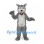 Wolf Mascot Costume in Gray with Open Mouth