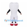 Tooth Mascot Costume with Red Heart and Smiling Face