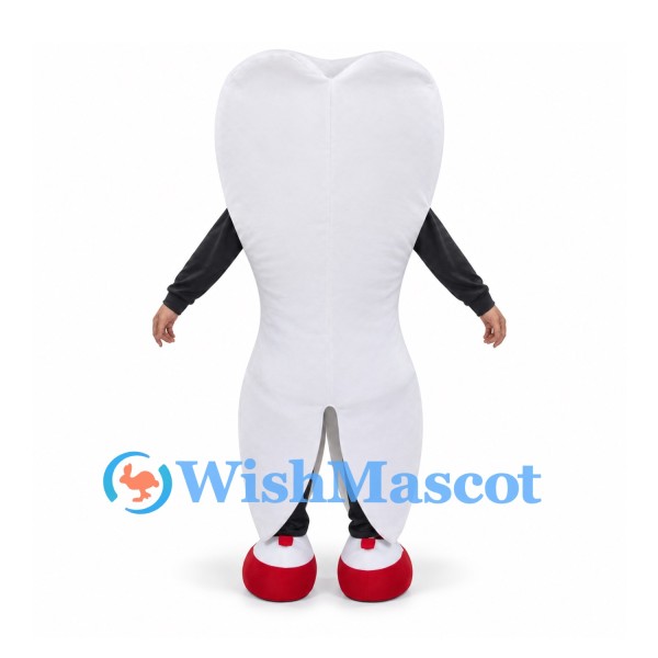 Tooth Mascot Costume with Red Heart and Smiling Face