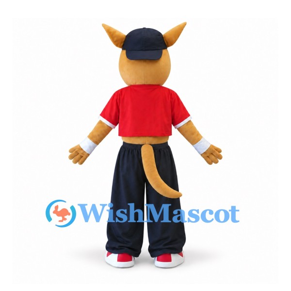 Kangaroo Mascot Costume with Red Shirt and Black Pants