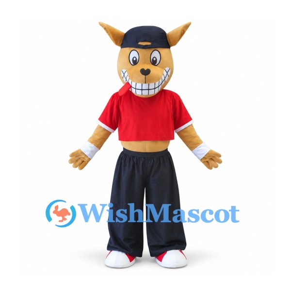 Kangaroo Mascot Costume with Red Shirt and Black Pants