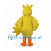 Yellow Bird Mascot Costume with Orange Beak and Tail Feathers