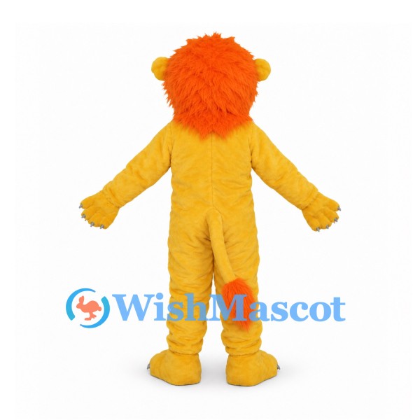 Lion Mascot Costume in Yellow with Orange Mane