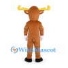 Moose Mascot Costume in Brown with Broad Yellow Antlers