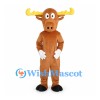 Moose Mascot Costume in Brown with Broad Yellow Antlers
