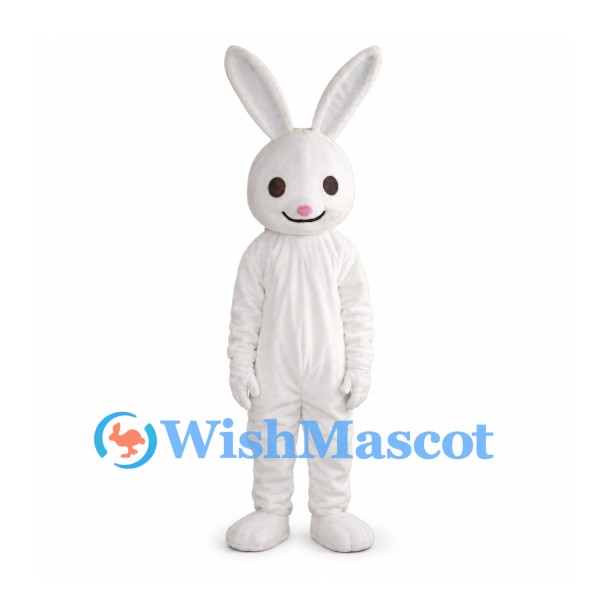 Rabbit Mascot Costume in White with Pink Nose