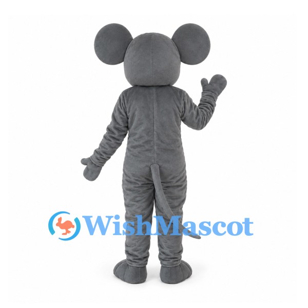 Mouse Mascot Costume in Gray with Pink Inner Ears