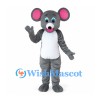 Mouse Mascot Costume in Gray with Pink Inner Ears