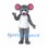 Mouse Mascot Costume in Gray with Pink Inner Ears