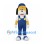 Dog Mascot Costume with Blue Overalls and Cap