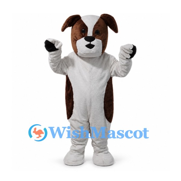Dog Mascot Costume in Brown and White with Large Paws