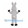 Rabbit Mascot Costume in Gray with White Belly and Buck Teeth