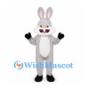 Rabbit Mascot Costume in Gray with White Belly and Buck Teeth