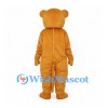 Bear Mascot Costume in Orange with Red Bow Tie