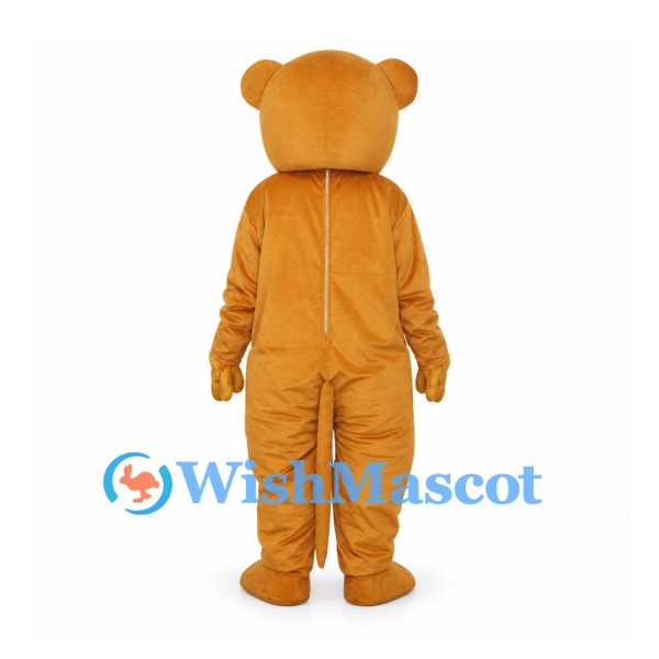 Bear Mascot Costume in Orange with Red Bow Tie