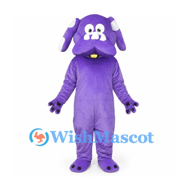 Dog Mascot Costume in Purple with White Muzzle