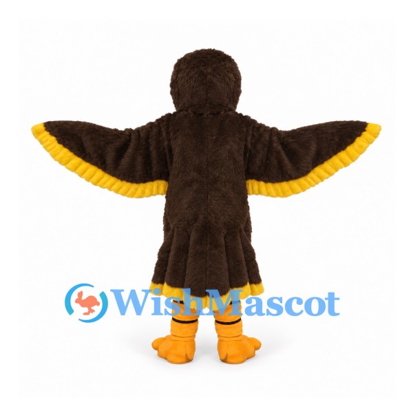 Eagle Mascot Costume in Brown with Yellow Beak and Wing Trim