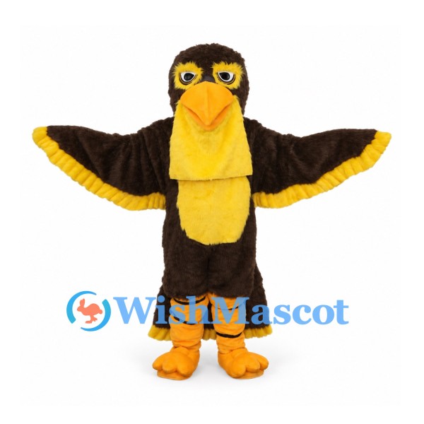 Eagle Mascot Costume in Brown with Yellow Beak and Wing Trim