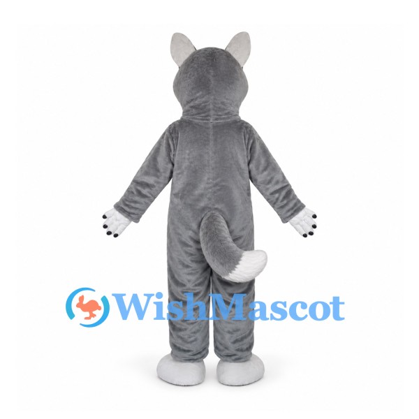 Husky Mascot Costume in Gray with White Belly and Face
