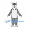 Husky Mascot Costume in Gray with White Belly and Face