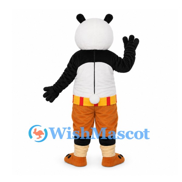 Panda Mascot Costume with Orange Martial Arts Pants