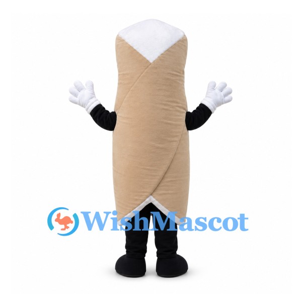 Pasta Mascot Costume in Tan with Bow Tie Shape