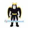 Winged Warrior Mascot Costume in Black and Yellow with Silver Boots