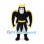 Winged Warrior Mascot Costume in Black and Yellow with Silver Boots