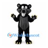 Black Bear Mascot Costume with Gray Belly and Yellow Claws