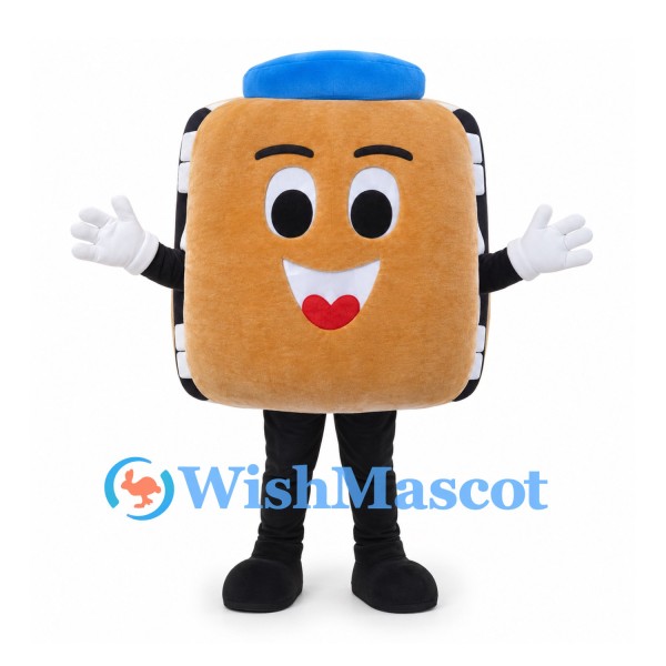 Toaster Mascot Costume in Brown with Blue Top