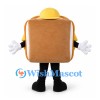 Toast Mascot Costume with Yellow Hat and Smiling Face