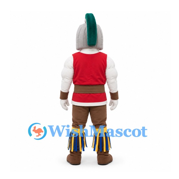 Roman Soldier Mascot Costume with Silver Helmet and Red Armor