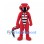 Snake Mascot Costume in Red with Fangs and Striped Belly